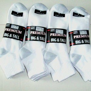 Men's Big & Tall XL Ankle Socks 12 Pair Size 13 - 15 fit shoe sizes 12 - 15
